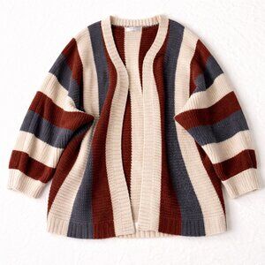 Solitaire by Ravi Khosla Women's striped Cardigan - Size XL - Chunky Knit